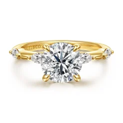 Best Gabriel & Co. Marline - 14K Yellow Gold Round Diamond Engagement Ring
