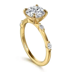 Hot Gabriel & Co. Marline - 14K Yellow Gold Round Diamond Engagement Ring
