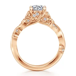 Gabriel & Co. Martedi - 14K Rose Gold Floral Round Diamond Engagement Ring