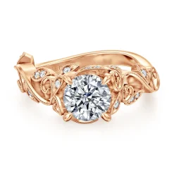 Gabriel & Co. Martedi - 14K Rose Gold Floral Round Diamond Engagement Ring