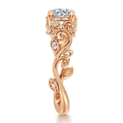 Gabriel & Co. Martedi - 14K Rose Gold Floral Round Diamond Engagement Ring