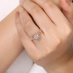 Gabriel & Co. Martedi - 14K Rose Gold Floral Round Diamond Engagement Ring