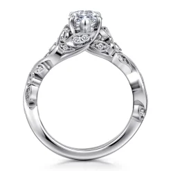 Discount Gabriel & Co. Martedi - 14K White Gold Floral Marquise Shape Diamond Engagement Ring