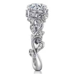Sale Gabriel & Co. Martedi - 14K White Gold Floral Round Diamond Engagement Ring