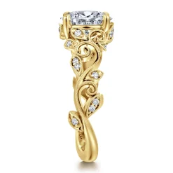 Sale Gabriel & Co. Martedi - 14K Yellow Gold Floral Oval Diamond Engagement Ring