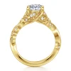 Sale Gabriel & Co. Martedi - 14K Yellow Gold Floral Oval Diamond Engagement Ring