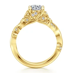 Outlet Gabriel & Co. Martedi - 14K Yellow Gold Floral Round Diamond Engagement Ring
