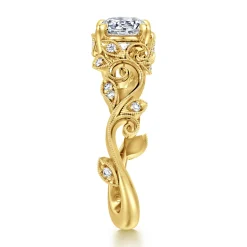 Outlet Gabriel & Co. Martedi - 14K Yellow Gold Floral Round Diamond Engagement Ring