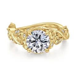 Online Gabriel & Co. Martedi - 14K Yellow Gold Floral Round Diamond Engagement Ring