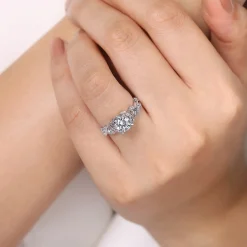 Best Gabriel & Co. Martedi - Platinum Floral Round Diamond Engagement Ring