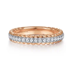 Discount Gabriel & Co. Massa - 14K White-Rose Gold Diamond Anniversary Band with Scalloped Edge - 0.25 ct