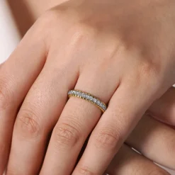 New Gabriel & Co. Massa - 14K White-Yellow Gold Diamond Anniversary Band with Scalloped Edge - 0.5 ct