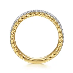 Gabriel & Co. Massa - 14K White-Yellow Gold Diamond Anniversary Band with Scalloped Edge - 0.25 ct