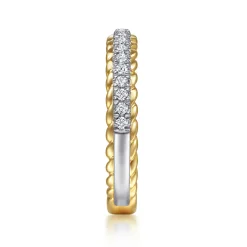 Gabriel & Co. Massa - 14K White-Yellow Gold Diamond Anniversary Band with Scalloped Edge - 0.25 ct