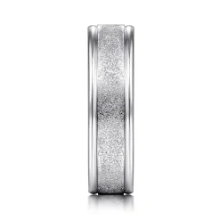 Outlet Gabriel & Co. Matteo - 14K White Gold 6mm - Men's Wedding Band in Sand Blast Finish