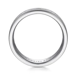 Outlet Gabriel & Co. Matteo - 14K White Gold 6mm - Men's Wedding Band in Sand Blast Finish