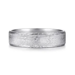 Sale Gabriel & Co. Matthew - 14K White Gold 6mm - Men's Wedding Band in Horizontal Brush Finish