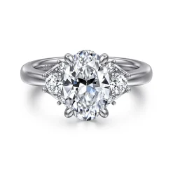 Sale Gabriel & Co. Mattie - 14K White Gold Oval Lotus Diamond Engagement Ring