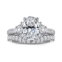 Sale Gabriel & Co. Mattie - 14K White Gold Oval Lotus Diamond Engagement Ring