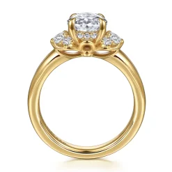 New Gabriel & Co. Mattie - 14K Yellow Gold Oval Lotus Diamond Engagement Ring