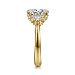 New Gabriel & Co. Mattie - 14K Yellow Gold Oval Lotus Diamond Engagement Ring