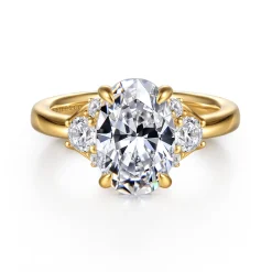 New Gabriel & Co. Mattie - 14K Yellow Gold Oval Lotus Diamond Engagement Ring