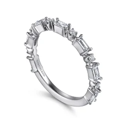 Discount Gabriel & Co. Mazara - 14K White Gold Baguette and Round Diamond Anniversary Band - 0.58 ct