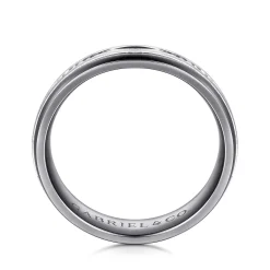 Best Gabriel & Co. Mens Alternative 6mm Beveled Tantalum and 14K White Gold Band