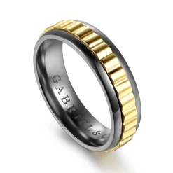 Hot Gabriel & Co. Mens Alternative 6mm Beveled Tantalum and 14K Yellow Gold Band