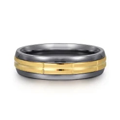 Online Gabriel & Co. Mens Alternative 6mm Beveled Tantalum and 14K Yellow Gold Band