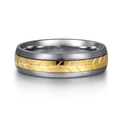 Sale Gabriel & Co. Mens Alternative 6mm Beveled Tantalum and 14K Yellow Gold Band