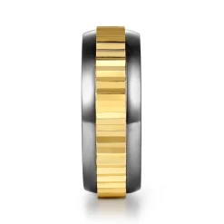 Sale Gabriel & Co. Mens Alternative 8mm Beveled Tantalum and 14K Yellow Gold Band