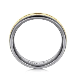 Online Gabriel & Co. Mens Alternative 6mm Beveled Tantalum and 14K Yellow Gold Band