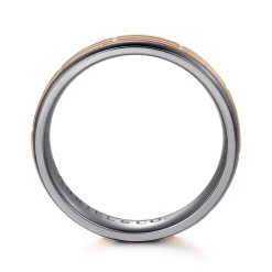 Discount Gabriel & Co. Mens Alternative 6mm Beveled Tantalum and 14K Rose Gold Band