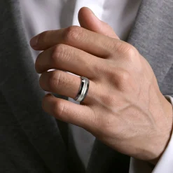 Discount Gabriel & Co. Mens Alternative 8mm Beveled Tantalum and 14K White Gold Band