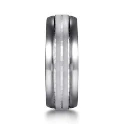 Discount Gabriel & Co. Mens Alternative 8mm Beveled Tantalum and 14K White Gold Band