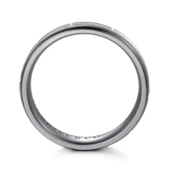 New Gabriel & Co. Mens Alternative 6mm Beveled Tantalum and 14K White Gold Band