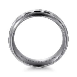 New Gabriel & Co. Mens Alternative 8mm Beveled Tantalum and 14K White Gold Band