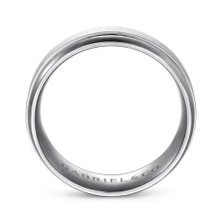 Outlet Gabriel & Co. Mens Alternative 8mm Beveled Tantalum and 14K White Gold Band