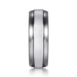 Outlet Gabriel & Co. Mens Alternative 8mm Beveled Tantalum and 14K White Gold Band