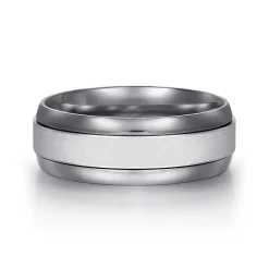 Outlet Gabriel & Co. Mens Alternative 8mm Beveled Tantalum and 14K White Gold Band