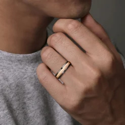 Best Gabriel & Co. Mens Alternative 6mm Round Tantalum and 14K Rose Gold Band