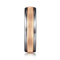 Best Gabriel & Co. Mens Alternative 6mm Round Tantalum and 14K Rose Gold Band
