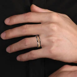 Discount Gabriel & Co. Mens Alternative 6mm Round Tantalum and 14K Rose Gold Band