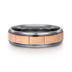 Discount Gabriel & Co. Mens Alternative 6mm Round Tantalum and 14K Rose Gold Band