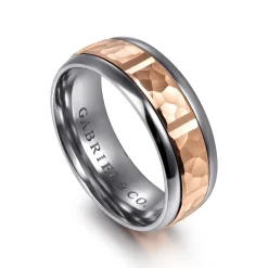 Sale Gabriel & Co. Mens Alternative 8mm Round Tantalum and 14K Rose Gold Band