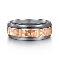 Sale Gabriel & Co. Mens Alternative 8mm Round Tantalum and 14K Rose Gold Band