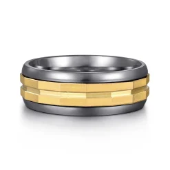 Discount Gabriel & Co. Mens Alternative 8mm Round Tantalum and 14K Yellow Gold Band