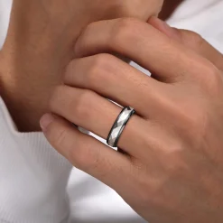 Sale Gabriel & Co. Mens Alternative 6mm Round Tantalum and 14K White Gold Band