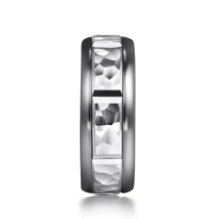 Best Gabriel & Co. Mens Alternative 8mm Round Tantalum and 14K White Gold Band